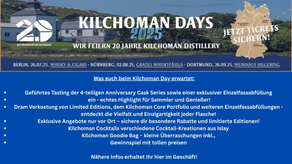 KILCHOMAN DAYS 2025 in Dortmund &quot;20 Jahre Islays Farm Distillery&quot;